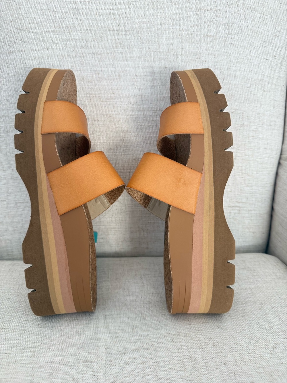 REEF Cushion Vista Hi 2.5 Platform Slide Sandals Natural Womens 9 NEW Cork Tan - Picture 6 of 10